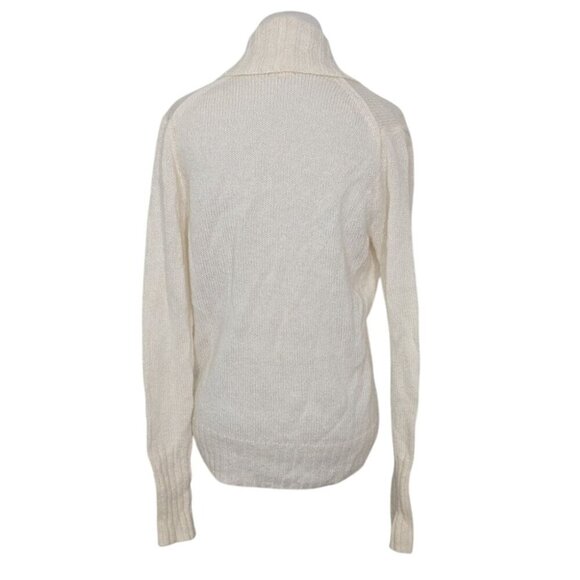J Crew Factory Shawl Collar Sweater Womens Size Medium Cream Wool Mohair Knit - Picture 4 of 7